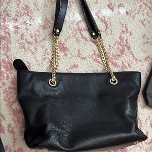 Elegant Black Leather Tote Bag